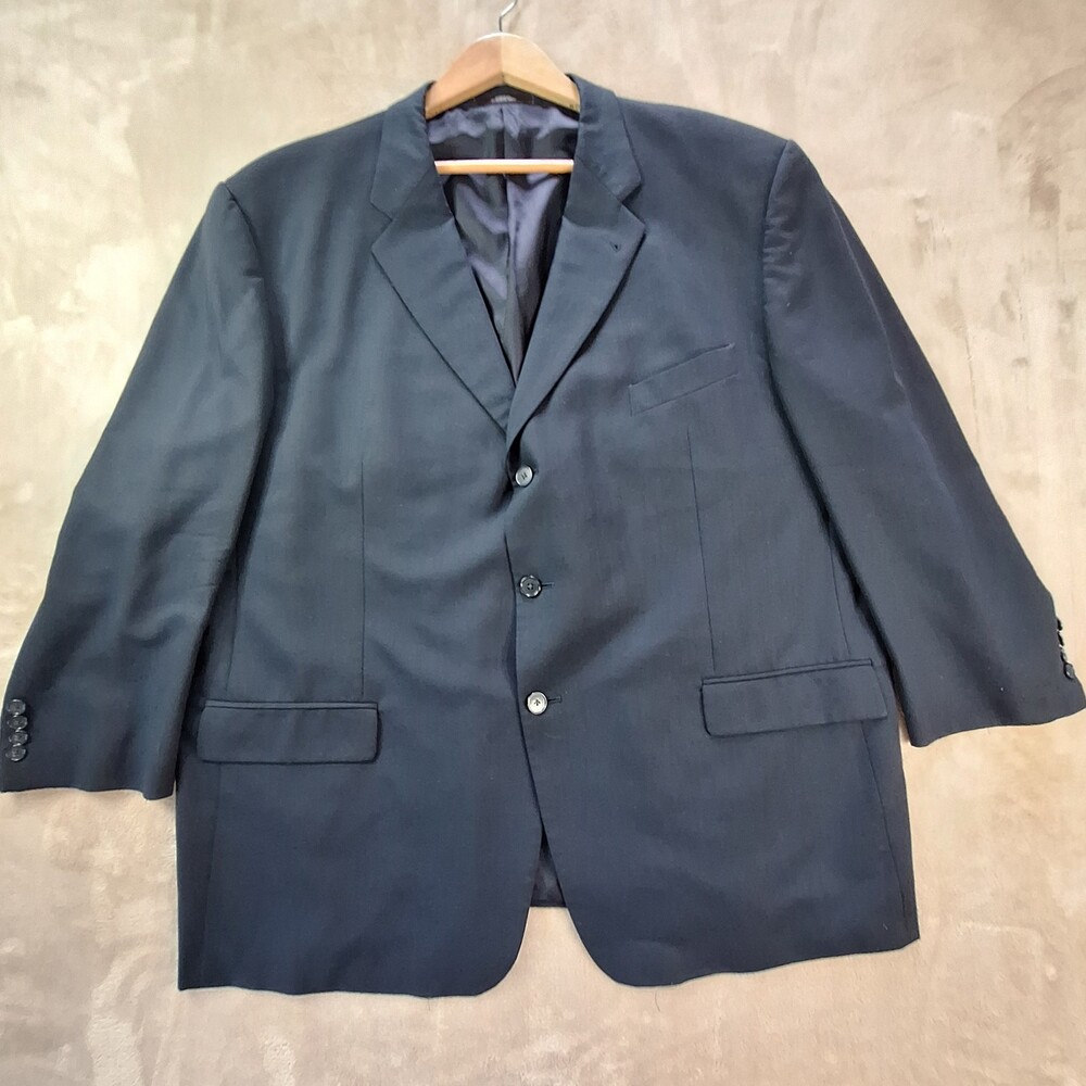 Joseph Abboud Blazer Mens 50R Navy Blue Wool Two Button Sport Coat Jacket Suit